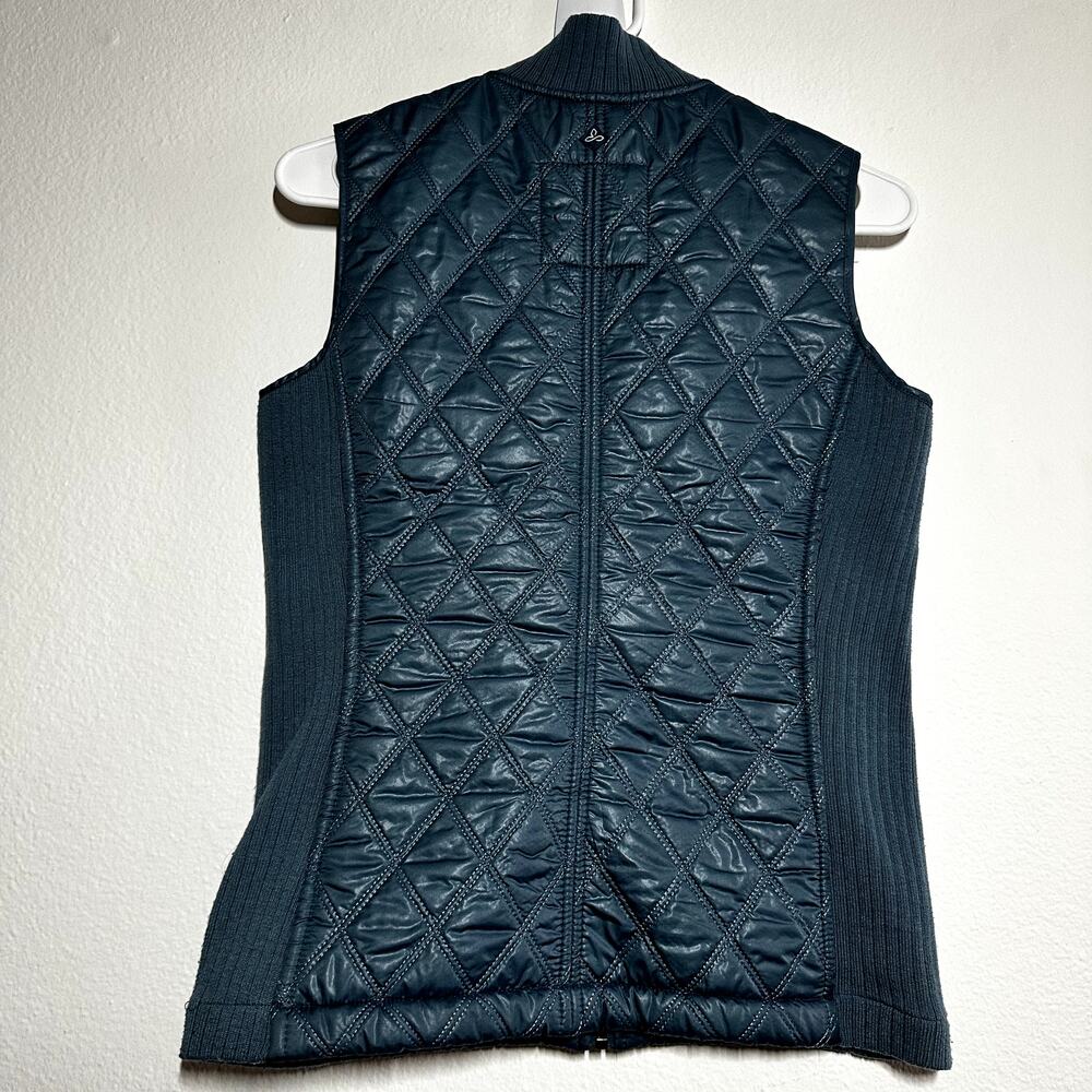 prAna Diva Puffer Vest Sherpa Lined Full Zip Diamond Quilted Ribbed Blue XS - Picture 7 of 7